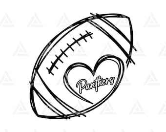 Panthers Football Heart Svg, Scribble Football Svg, Football Png, Football Clipart. Cut File Cricut, Silhouette, Png Pdf.