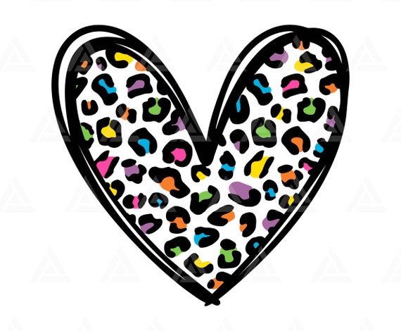 Leopard Heart Svg, Leopard Hand Drawn Heart Svg, Cheetah Spots Svg. Cut  File Cricut, Silhouette, Png Pdf Eps, Vector, Vinyl, Sticker, Decal 