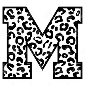 Leopard M Buchstabe Monogramm Svg, Gepard M Buchstabe Svg, Leopard Schrift Alphabet Svg. Schnittdatei Cricut, Silhouette, Png Pdf Eps, Vektor