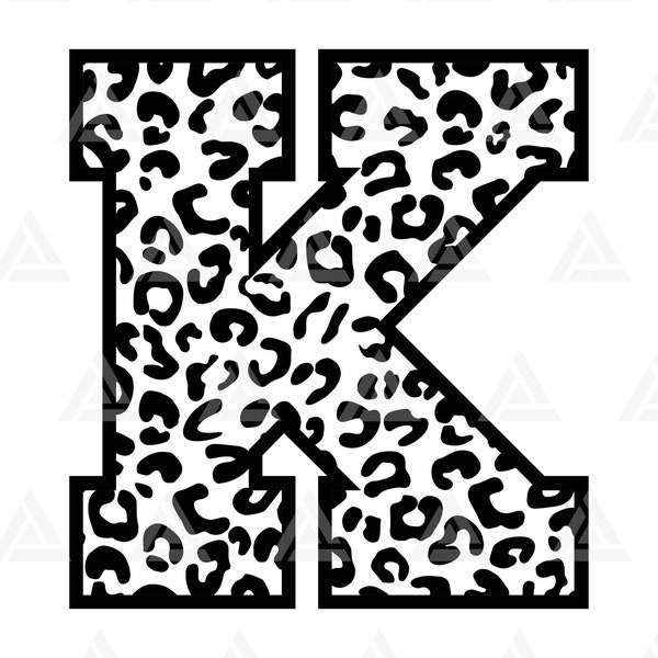 Leopard K Letter Monogram Svg, Cheetah K Letter Svg, Leopard Font Alphabet Svg. Cut File Cricut, Silhouette, Png Pdf Eps, Vector