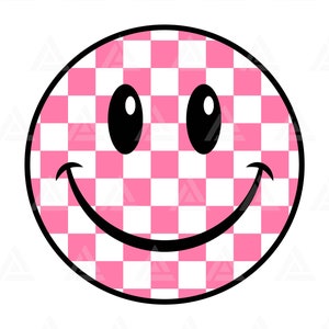 Cara feliz a cuadros Svg, cara feliz retro PNG, vibraciones positivas, imágenes prediseñadas de cara feliz. Cortar Archivo Cricut, Silueta, Png Pdf, Vector.