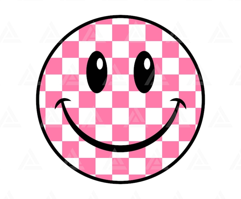 Checkered Happy Face Svg, Retro Happy Face PNG, Positive Vibes, Happy ...
