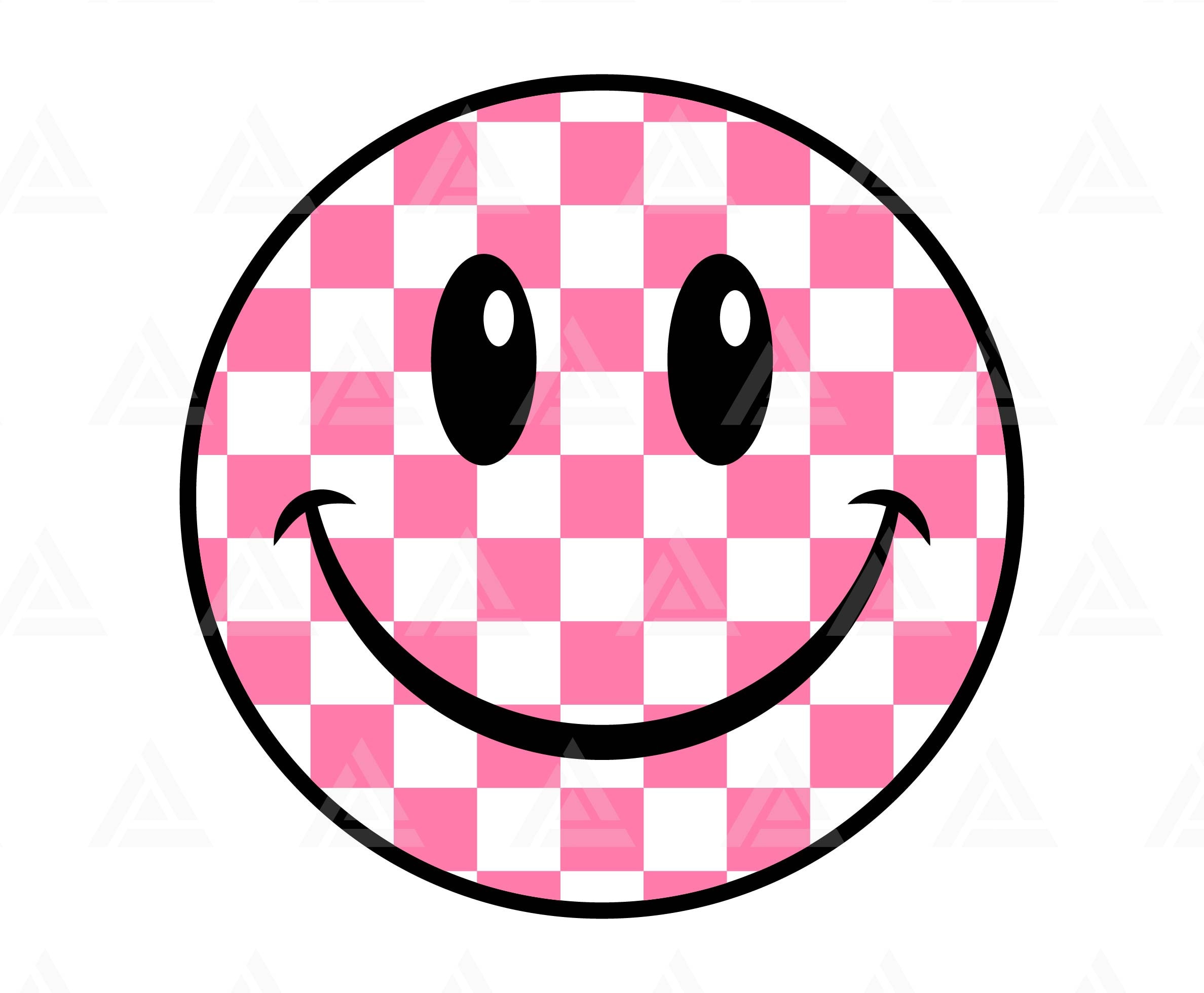 Checkered Happy Face Svg, Retro Happy Face PNG, Positive