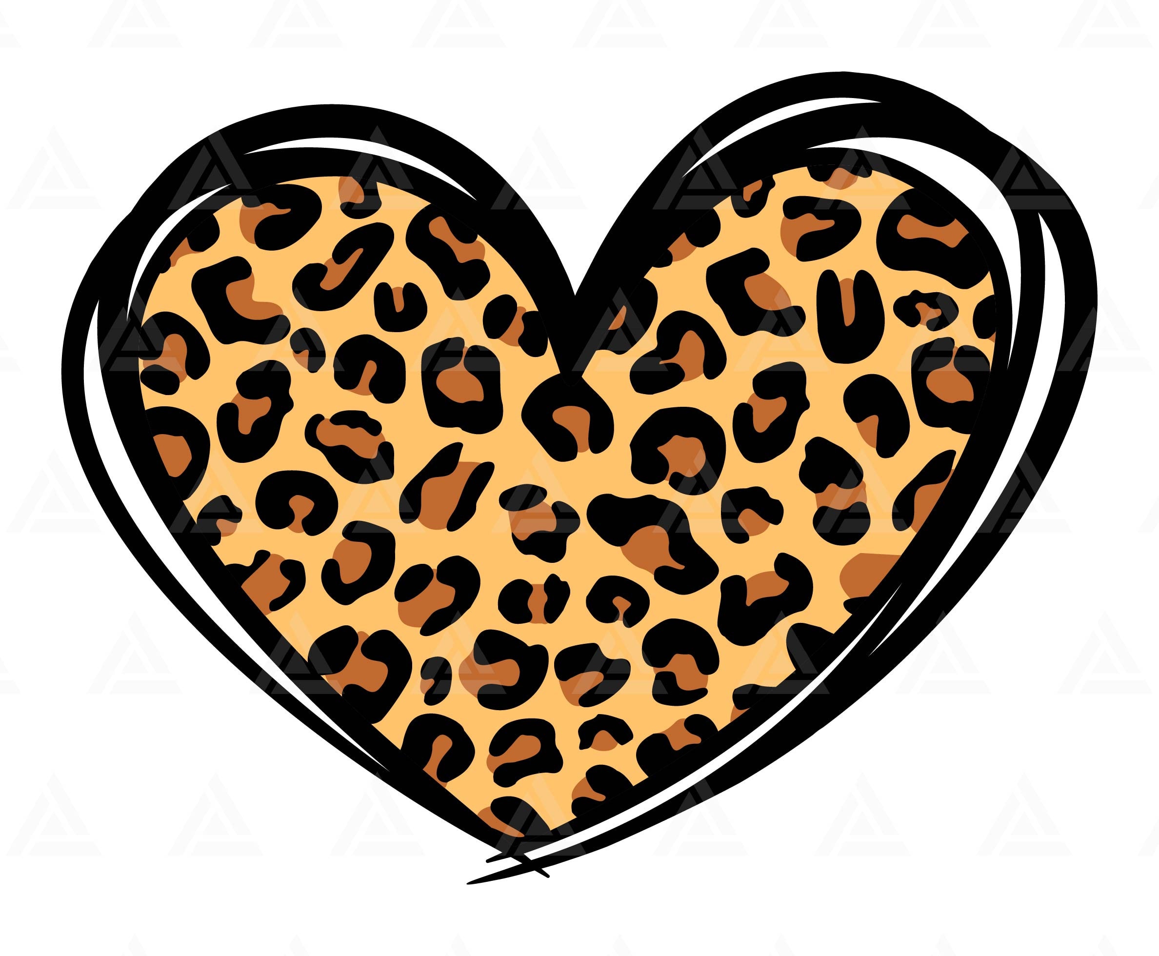 Leopard Print Hand Drawn Heart Svg, Valentine's Day Svg, Cheetah Spots Svg.  Cut File Cricut, Png Pdf Eps, Vector, Vinyl, Sticker, Stencil. 