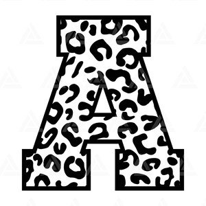 Leopard A Letter Monogram Svg, Cheetah A Letter Svg, Leopard Font Alphabet Svg. Cut File Cricut, Silhouette, Png Pdf Eps, Vector