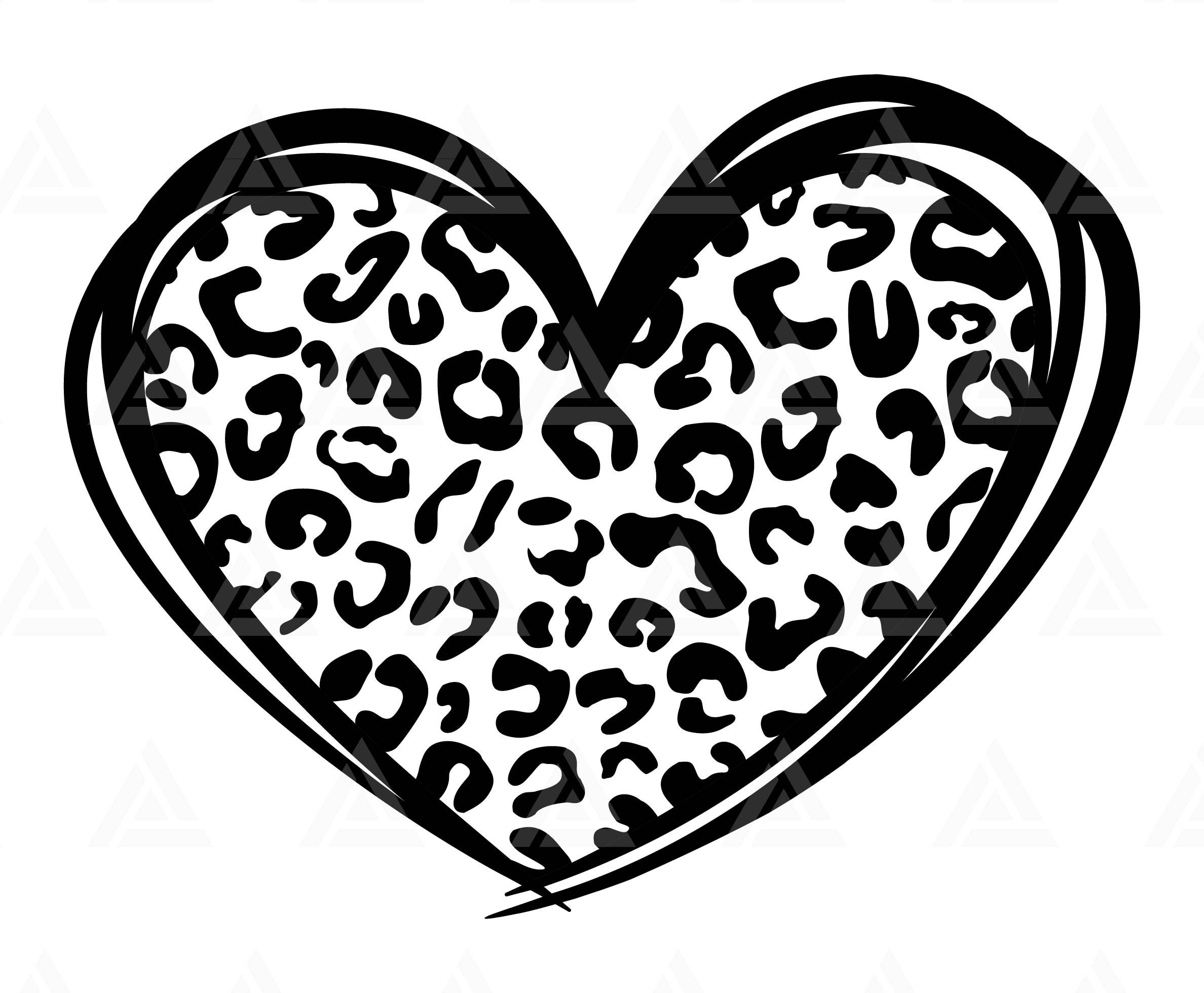Leopard Heart Svg, Leopard Hand Drawn Heart Svg, Cheetah Spots Svg. Cut  File Cricut, Silhouette, Png Pdf Eps, Vector, Vinyl, Sticker, Decal