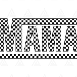 Geruite Mama Svg, Mama Png, Racing Mama T-shirt Design, Race Mama-sublimatie, Retro Mama. Knipbestand Cricut, Png Pdf, Vector.