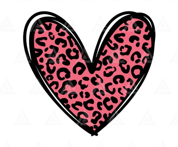 Pink Leopard Heart Svg, Hand Drawn Heart Svg, Valentine's Day Svg, Cheetah  Spots. Cut File Cricut, Png Pdf Eps, Vector, Sticker, Decal.