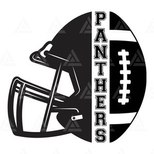 Panthers Svg, Half Football Helmet Svg, Football T-shirt, Football Cheer Mom, Team Spirit. Cut File Cricut, Silhouette, Png Pdf, Vector.