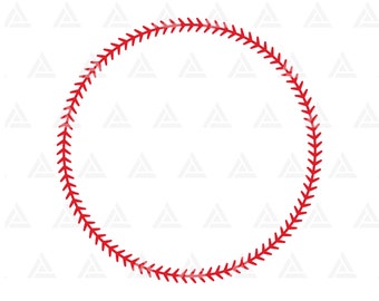 Baseball Stitch Circle Frame Svg, Baseball Monogram, Softball, Stitch Border, Stitch Wreath. Cut File Cricut, Silhouette, Png Pdf Eps.