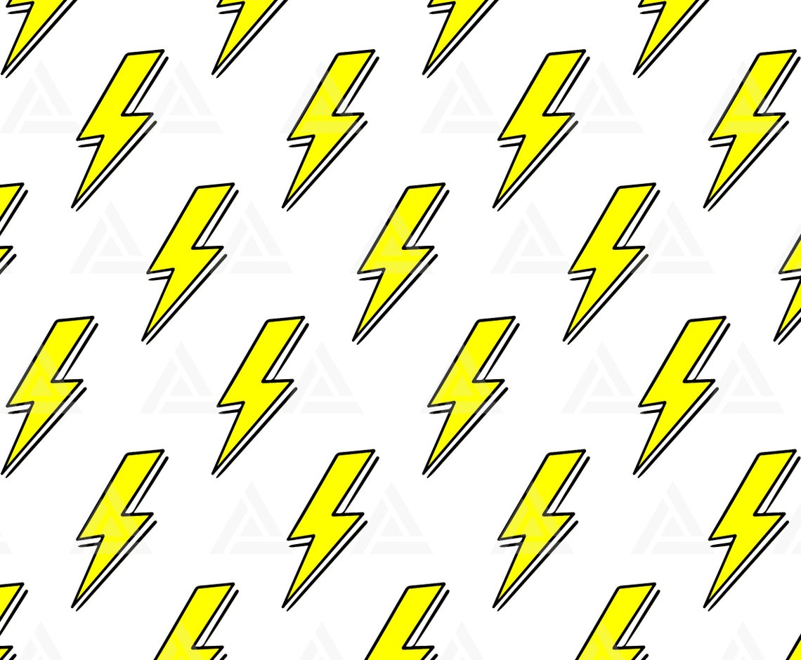 Yellow Lightning Bolt Pattern Svg Doodle Lightning Svg Etsy
