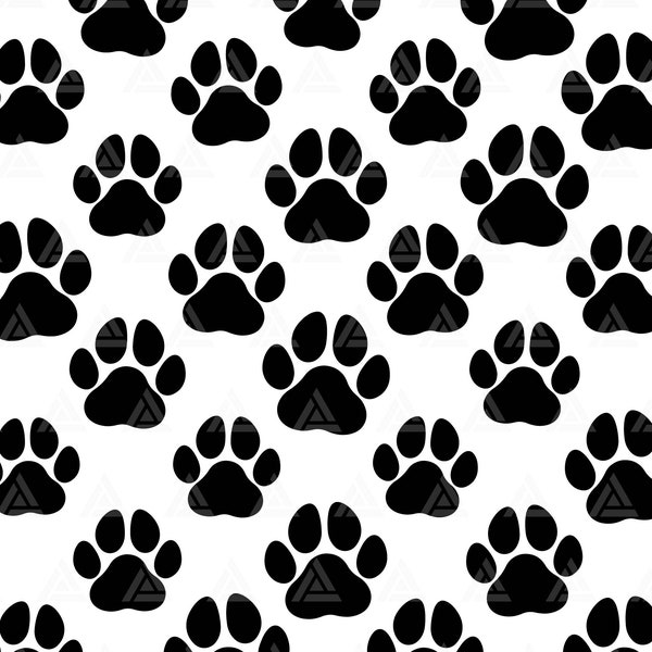 Dog Paw Print Pattern Svg, Seamless Puppy Footprint Pattern, Dog Gift Wrap Design. Cut File Cricut, Png Pdf Eps, Vector, Vinyl, Sticker.