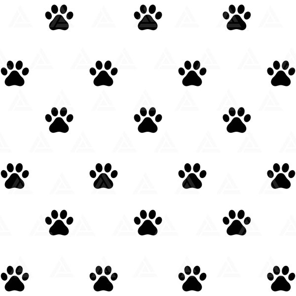 Cat Paw Print Pattern Svg, Seamless Kitty Footprint Pattern, Cat Lover, Cat Mom. Cut File Cricut, Png Pdf Eps, Vector, Vinyl, Sticker.