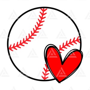 Corazón de béisbol svg, puntada roja svg, camiseta de béisbol, Cheer mamá svg, día del juego svg. Cortar Archivo Cricut, Silueta, Png Pdf Eps, Vector.