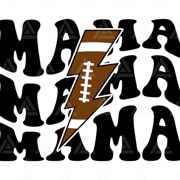 Mama Svg, Football Lightning Bolt Svg, Mama Png, Football Mama T-shirt Design, Football Mama Sublimation. Cut File Cricut, Png Pdf, Vector.