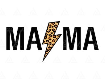 Mama Leopard Lightning Bolt Svg, Rock and Roll Mama Svg, Rocker Mom Svg. Cut File Cricut, Png Pdf Eps, Vector, Vinyl, Sticker.