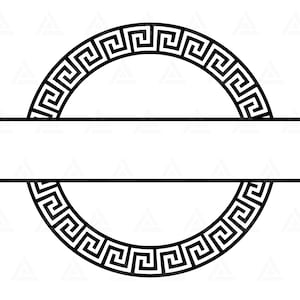 Círculo griego clave monograma svg, onda griega split nombre frame svg, nombre de clave griega signo svg. cortar archivo cricut, png pdf eps, vector, stencil.