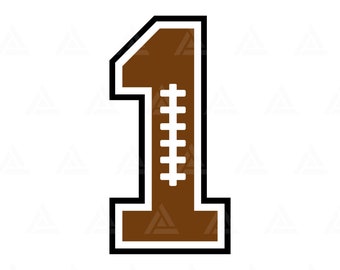 Football Number One Svg, First Birthday Svg, Football One Png, Football Mom. Cut File Cricut, Silhouette, Png Pdf, Vector.