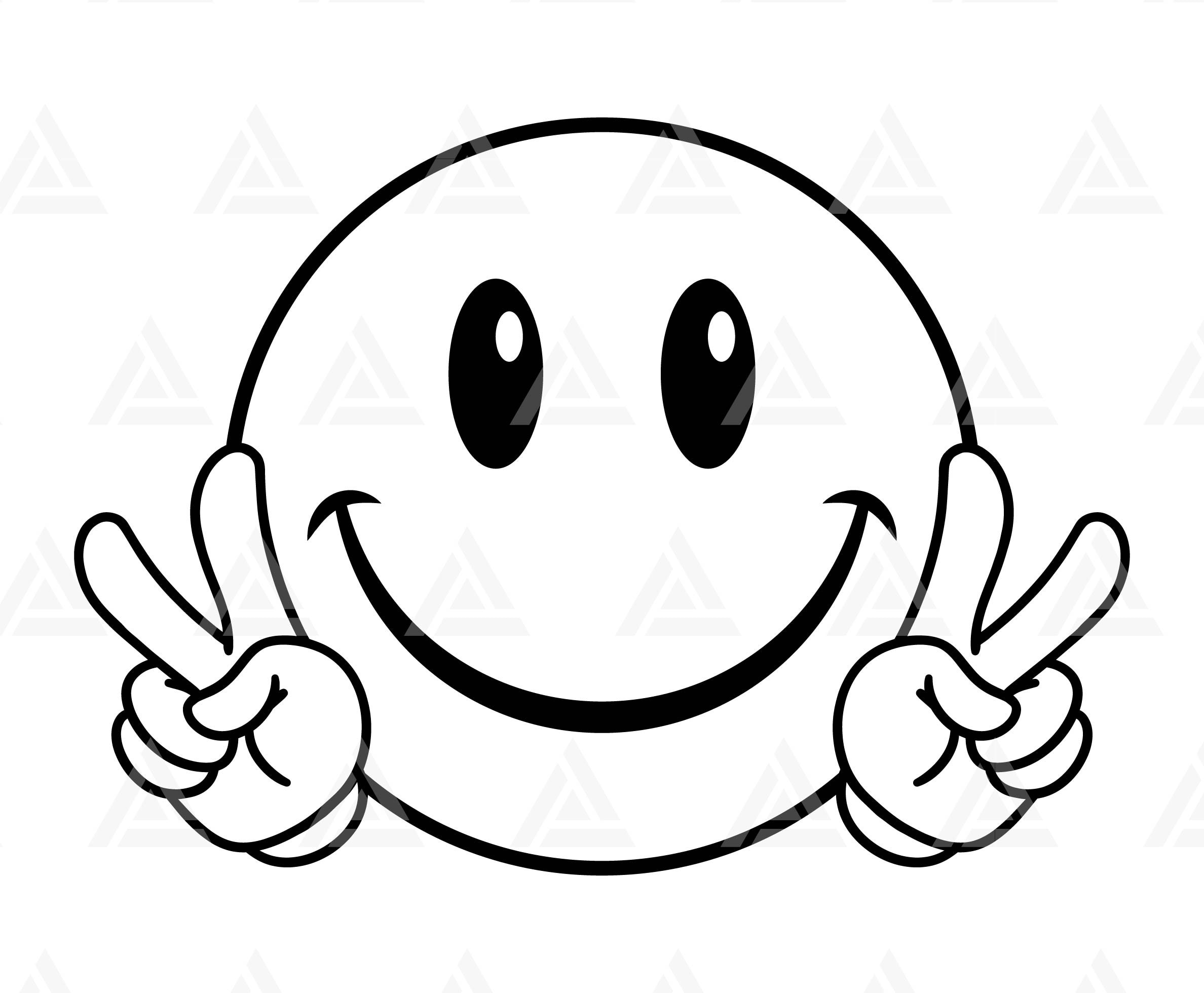 peace‥smile Happy Face Svg, Peace Sign Svg, Happy Face Clipart, Retro