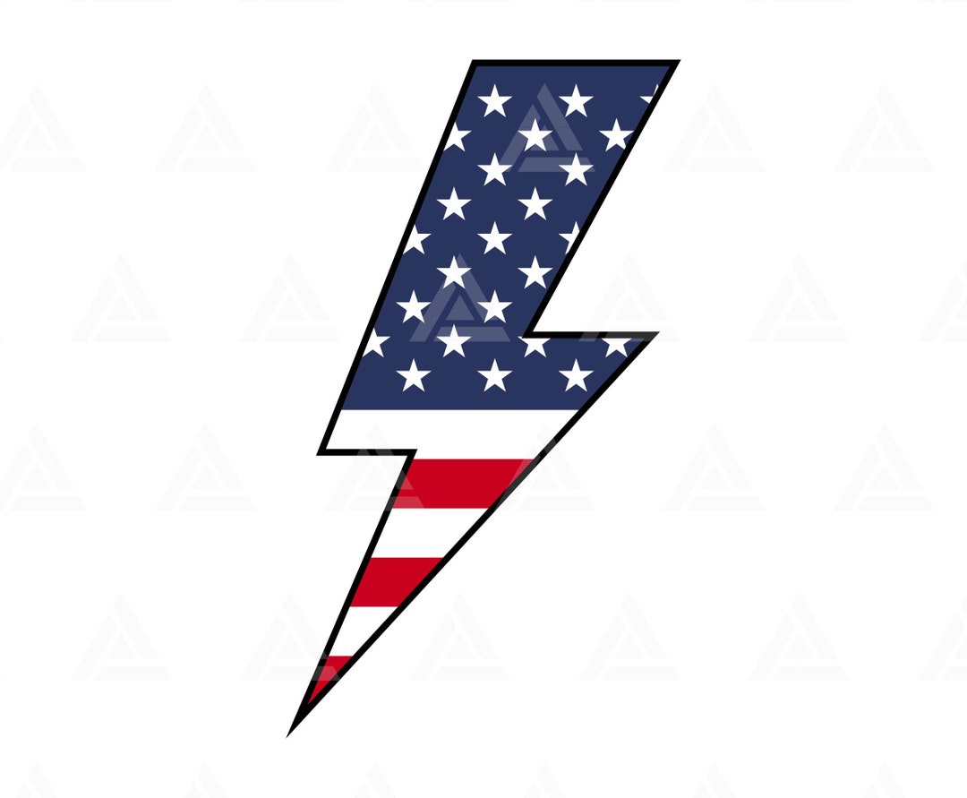 American Flag Lightning Bolt Svg, USA Flag Thunder Svg, 4th of July Svg