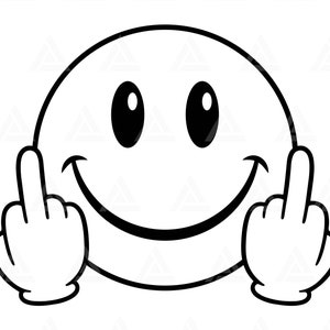 Happy Face Svg, middelvinger Svg, Happy Face Clipart, Retro Happy Face PNG, alleen Good Vibes. Bestand knippen Cricut, silhouet, Png Pdf, Vector.