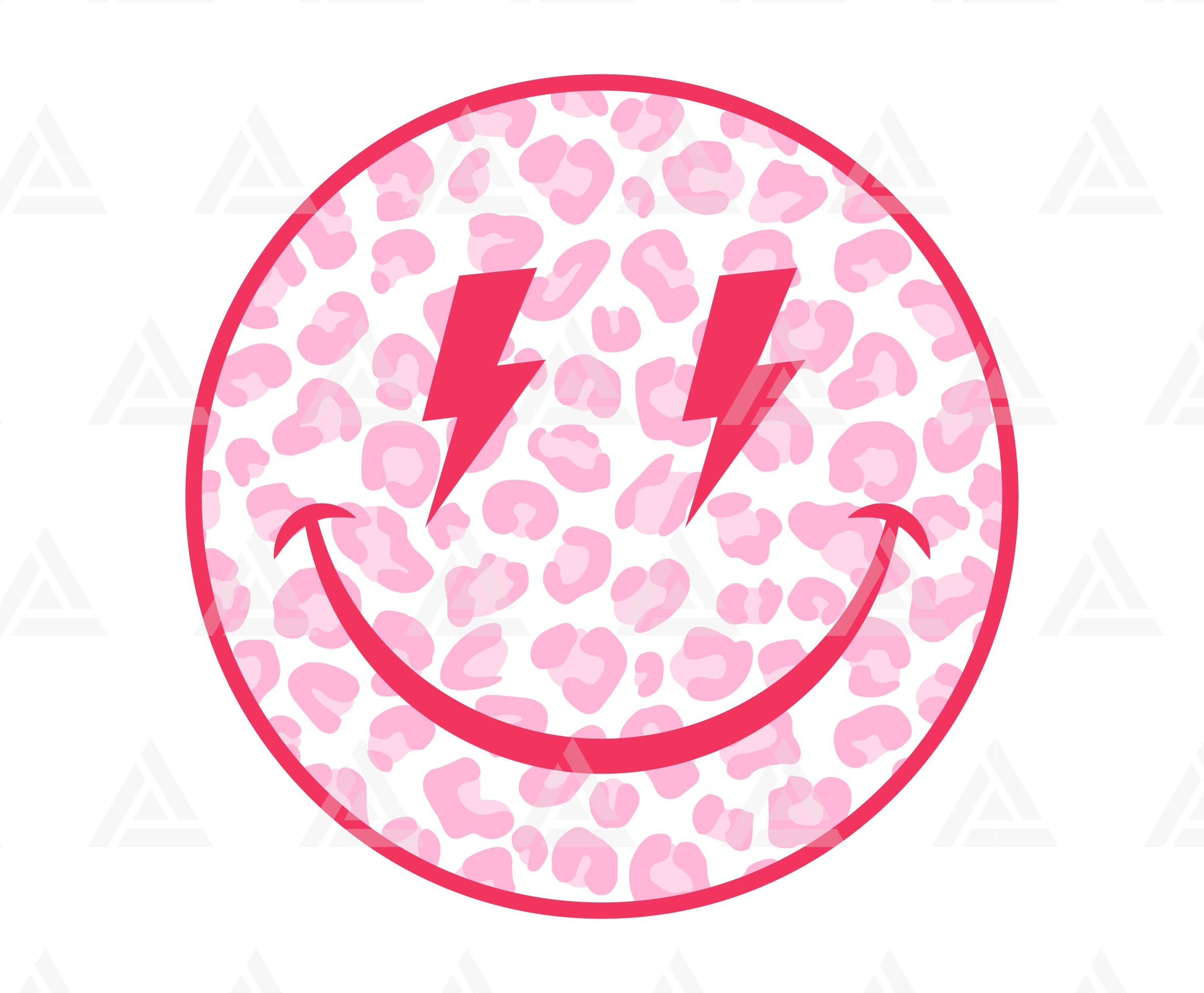 Leopard Happy Face Svg, Lightning Bolt Eyes, Retro Cheetah
