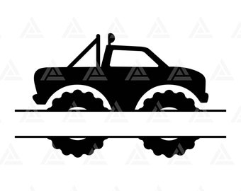 Monster Truck Split Monogram Svg, Boy Truck Name Frame, Off Road Truck. Cut File Cricut, Silhouette, Png Pdf Eps, Vector, Stencil.