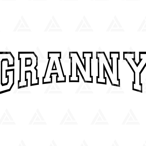 Granny Svg, Arched Varsity Svg, Grandmother, Grandma, Grammy Shirt, Jersey Font, Mother's Day. Cut File Cricut, Png Pdf, Vector, Sticker.