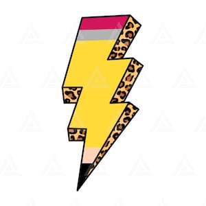 Lápis Relâmpago Svg, Lápis Leopardo Png, Lápis Clipart, Vida de Professor, Camiseta de Professor. Arquivo de Corte Cricut, Silhueta, Png Pdf, Vetor.
