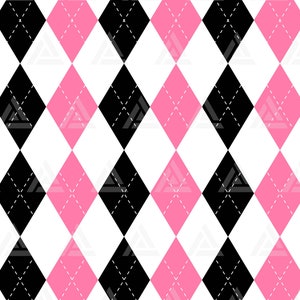 Pink Diamond Pattern Svg, Seamless Argyle Pattern Svg, Skinny Tumbler Template, Argyle Background. Cut File Cricut, Png Pdf Eps, Vector. image 1