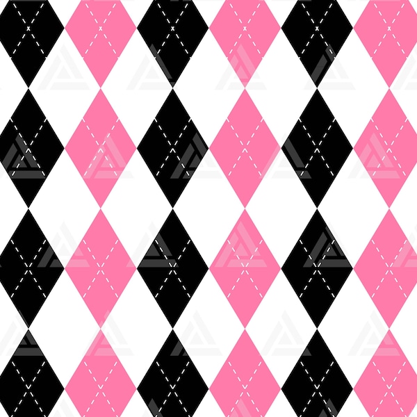 Pink Diamond Pattern Svg, Seamless Argyle Pattern Svg, Skinny Tumbler Template, Argyle Background. Cut File Cricut, Png Pdf Eps, Vector.