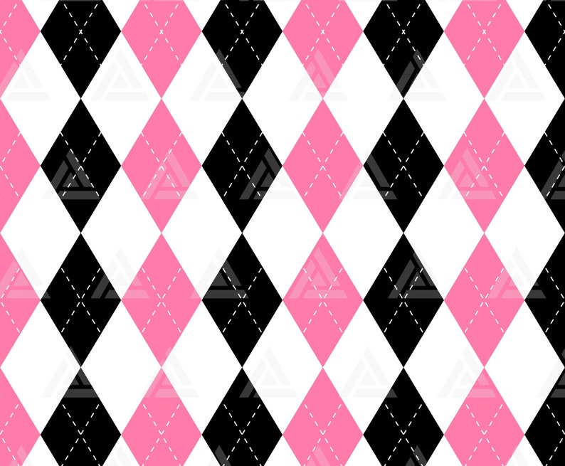 Pink Diamond Pattern Svg, Seamless Argyle Pattern Svg, Skinny Tumbler Template, Argyle Background. Cut File Cricut, Png Pdf Eps, Vector. image 1