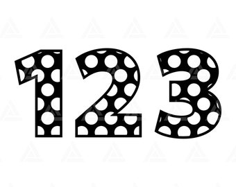 Polka Dot Numbers Svg, Kids Polka Dot Font, Polka Birthday Numbers Svg, Polka Monogram. Cut File Cricut, Silhouette, Png Pdf Eps, Vector