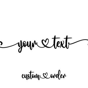 Benutzerdefinierte Script Herz SVG, benutzerdefiniertes Namensschild, benutzerdefinierter Text SVG, personalisiertes Wort, benutzerdefinierte Bestellung, benutzerdefiniertes Geschenk. Ausgeschnittene Datei, SVG, Png.