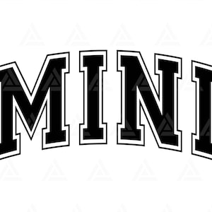 Mini svg, Mini Varsity svg, Mama Leben, Mama und mini, Mini Shirt, Jersey Schrift, Muttertag. Cut File Cricut, Png Pdf, Vektor, Aufkleber.