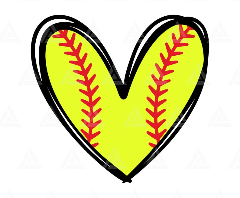 Softball Heart Svg Baseball Svg Red Stitch Softball Cheer Etsy