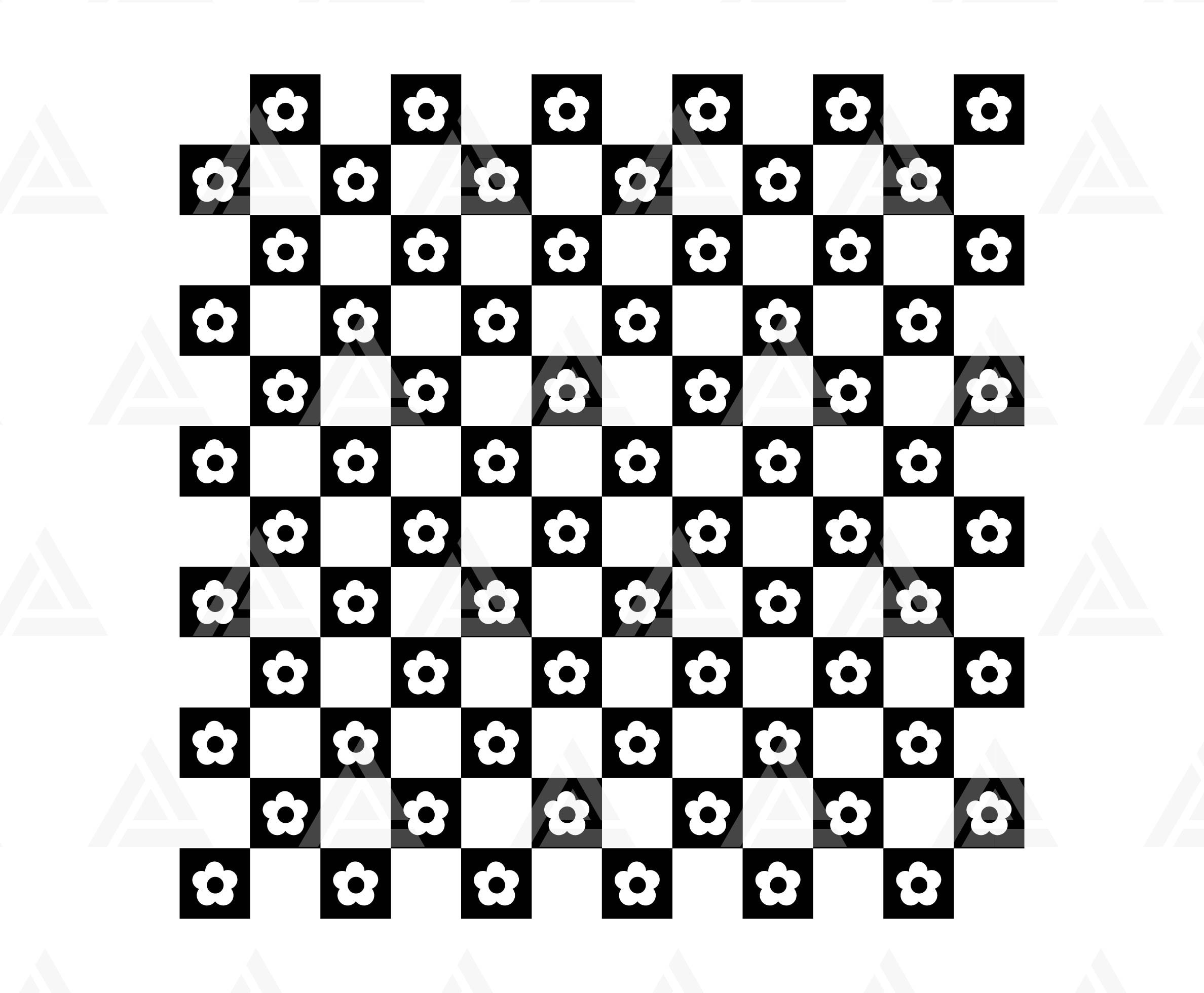 Flower Checkered Pattern Svg, Floral Checkerboard Pattern Svg, Seamless ...