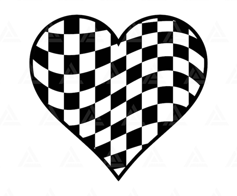 Wavy Checkered Heart Svg, Checkerboard Svg, Wrap Checkered, Retro ...