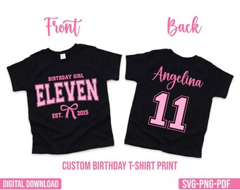 Custom Birthday Girl SVG PNG PDF, Birthday Tshirt Print with Pink Coquette (Digital Download)