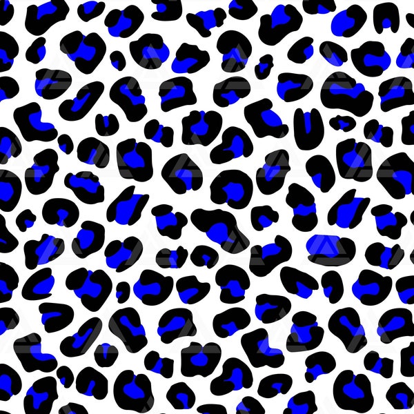 Blue Leopard Print Svg, Blue Leopard Spots Pattern, Animal Skin Print, Cheetah Print. Cut File Cricut, Png Pdf Eps, Vector, Stencil.