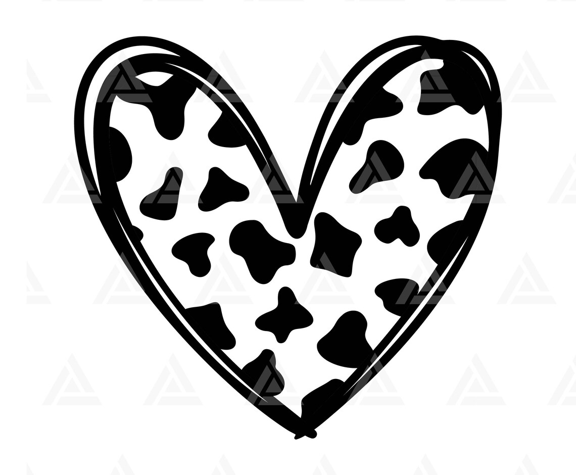 Cow Heart Svg Cow Print Pattern Svg Cow Spots Svg Hand Etsy