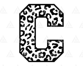 Leopard C Letter Monogram Svg, Cheetah C Letter Svg, Leopard Font Alphabet Svg. Cut File Cricut, Silhouette, Png Pdf Eps, Vector