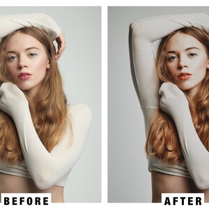 Puede incluir: Una imagen de antes y despu&eacute;s que muestra la diferencia en el tono de piel y la correcci&oacute;n de color. La imagen de la izquierda muestra a una mujer con una tez p&aacute;lida y la imagen de la derecha muestra a la misma mujer con un tono de piel m&aacute;s c&aacute;lido.