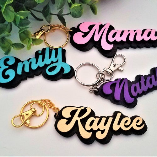 Personalized Keychain School Name Tag Custom Keychain Etsy