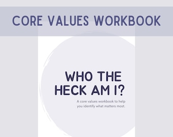 Discover Your Core Values Workbook - Pastel Design - Includes Exercises and List of Core Values for Inspiration - Printable PDF