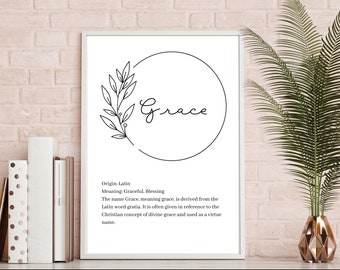 Personalised Baby Name Print | Meaning, Origin, Nursery Wall Art | Custom Baby Gift | Christening