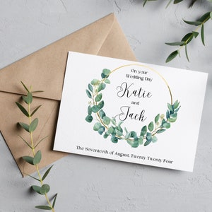 Wedding Card, Personalised, sage wedding card