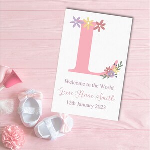Carte de naissance personnalisée, carte de bébé fille, cadeau de naissance, félicitations, bienvenue dans le monde