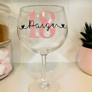 Personalised Cocktail Gin glass, age glass, 21st birthday gift for her, 30th birthday gift, 18th birthday, milestone birthday