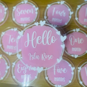Disque d'annonce de bébé personnalisé, disque d'étape marquante, cartes d'âge de bébé, cadeau de baby shower, nouveau-né, étape importante, bienvenue dans le monde